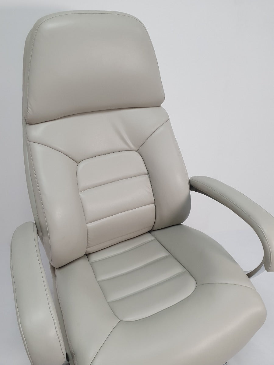 High Back Bucket Seat Style Grey Leather Executive Office Chair - 188A